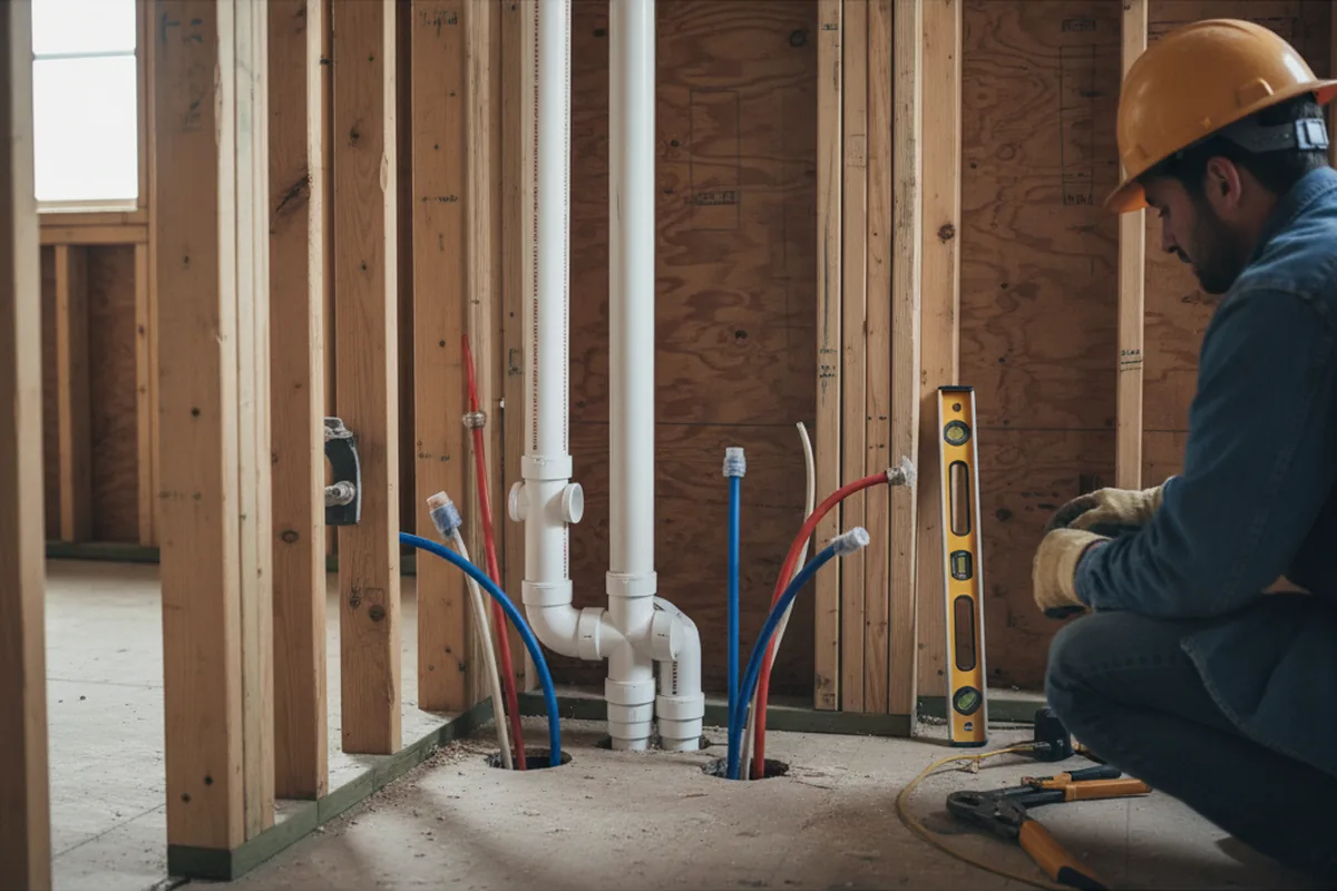 Drain and supply rough-in during Drain Cleaning in Moran